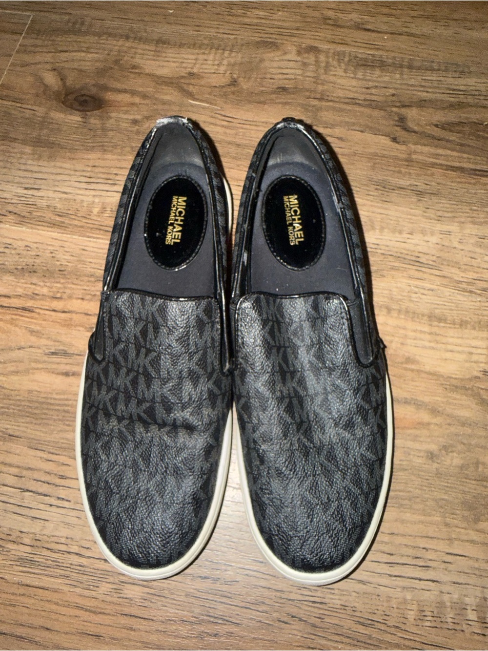 Michael Kors Black Monogram Slip-On Loafers